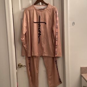 Women’s Pajamas with Faith Print in Tan